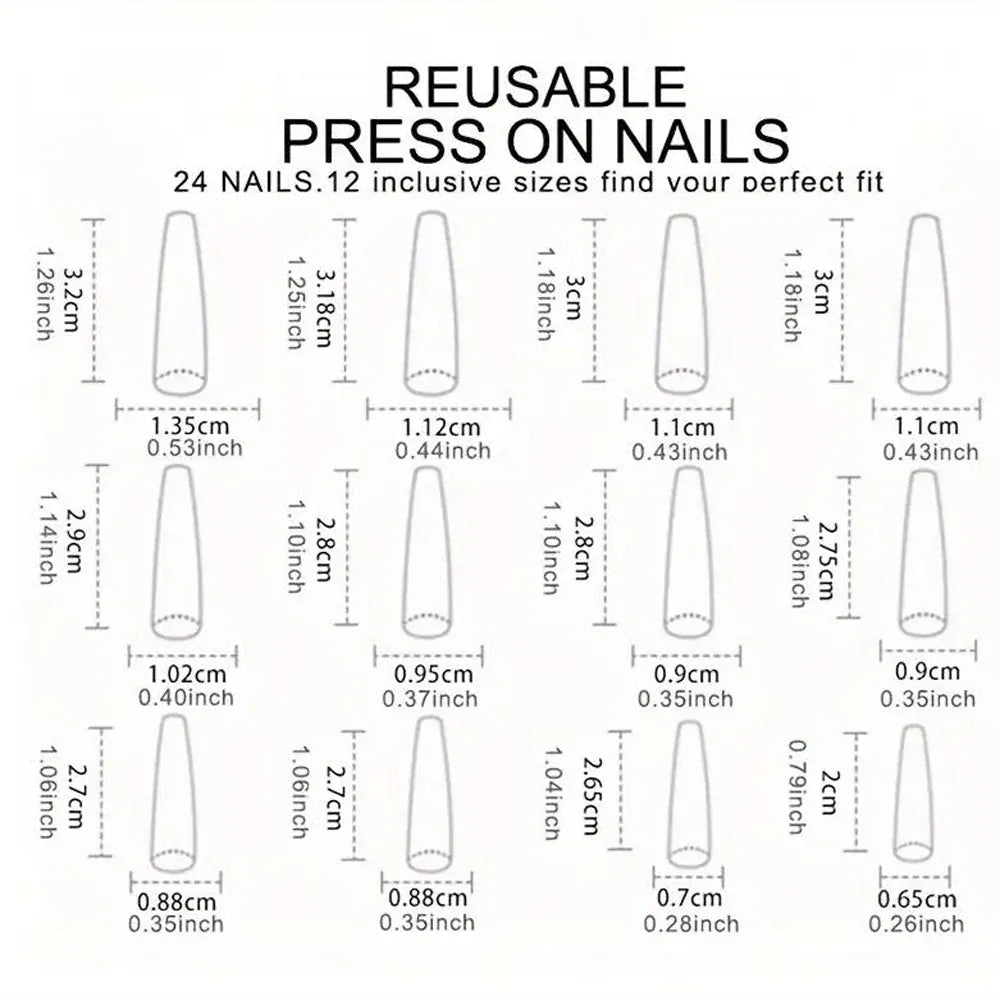 KissICON Long Coffin Black Press On Nails Full Cover