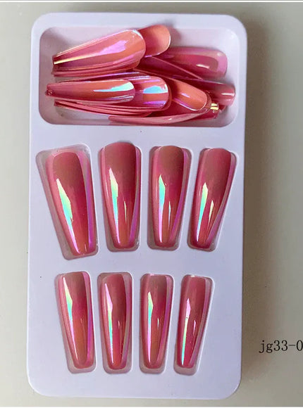 KissICON Long Press On Nails T-shape French Oval Fake
