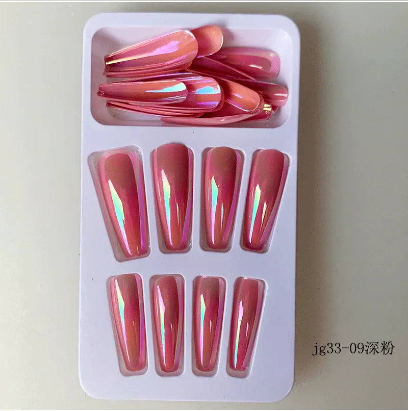 KissICON Long Press On Nails T-shape French Oval Fake