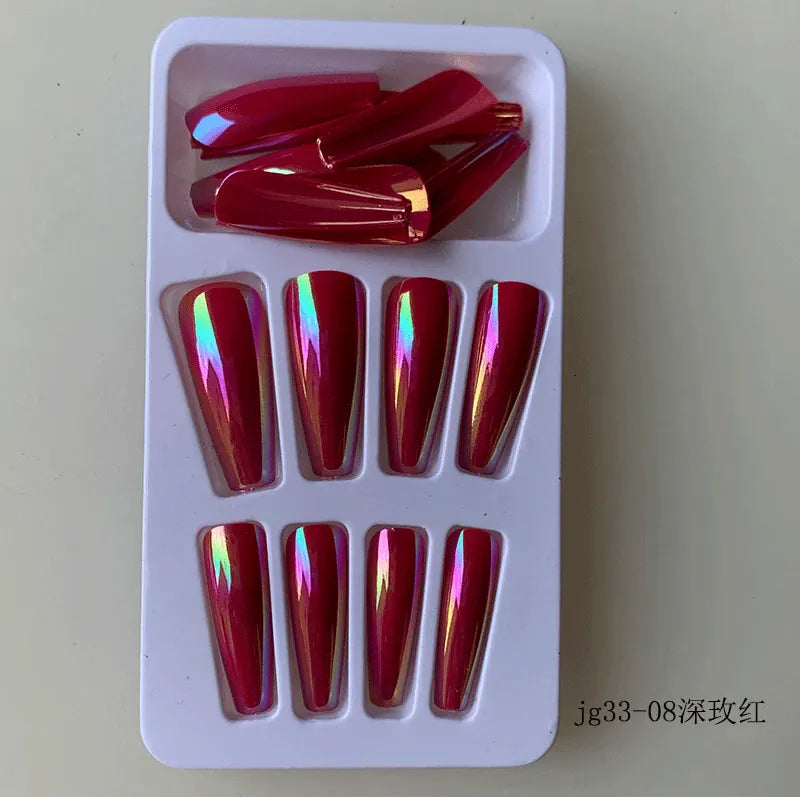 KissICON Long Press On Nails T-shape French Oval Fake