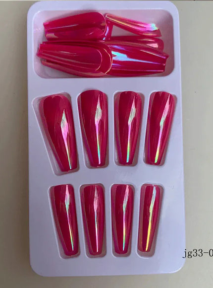KissICON Long Press On Nails T-shape French Oval Fake