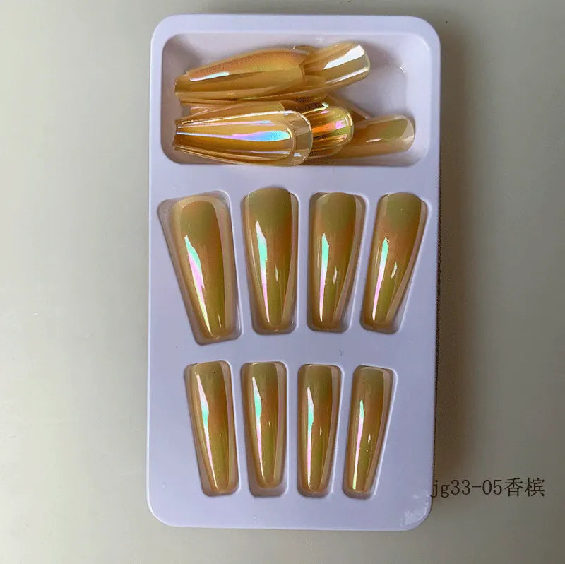 KissICON Long Press On Nails T-shape French Oval Fake
