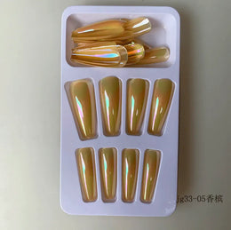 KissICON Long Press On Nails T-shape French Oval Fake