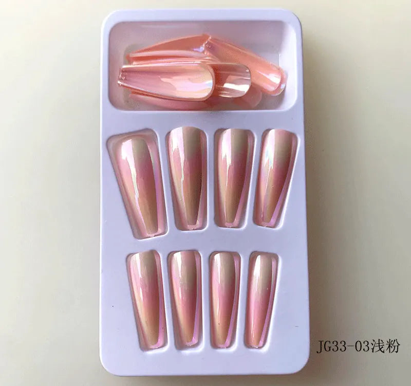 KissICON Long Press On Nails T-shape French Oval Fake