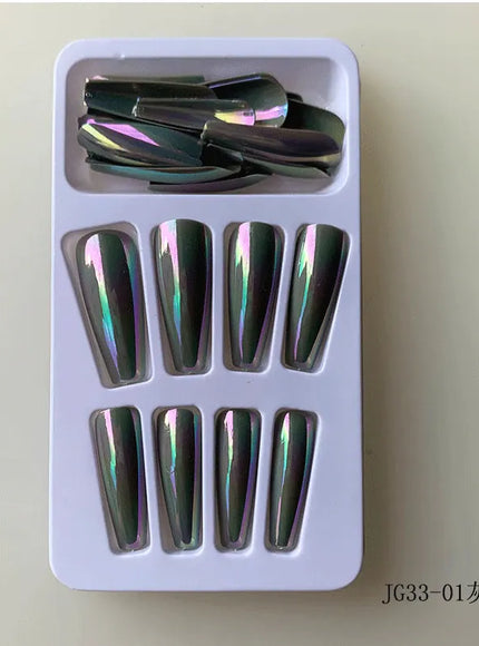 KissICON Long Press On Nails T-shape French Oval Fake