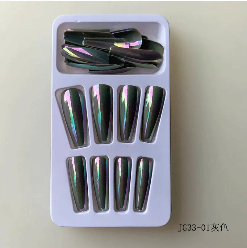 KissICON Long Press On Nails T-shape French Oval Fake