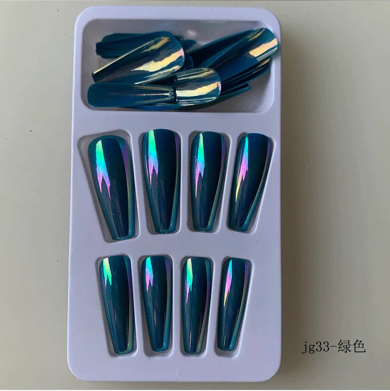 KissICON Long Press On Nails T-shape French Oval Fake