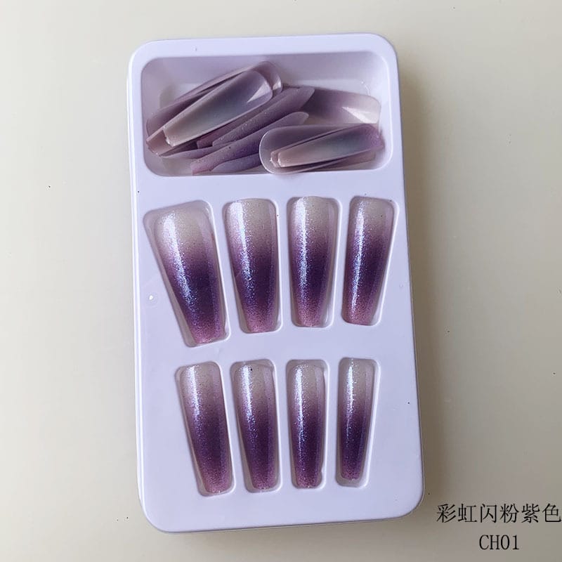 KissICON Long Press On Nails T-shape French Oval Fake