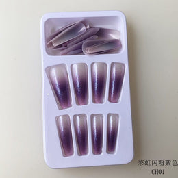 KissICON Long Press On Nails T-shape French Oval Fake