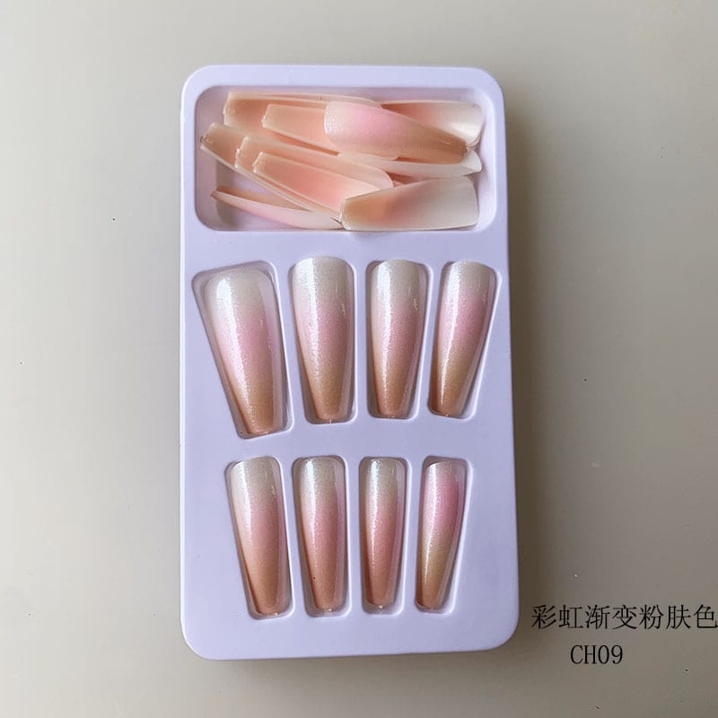 KissICON Long Press On Nails T-shape French Oval Fake