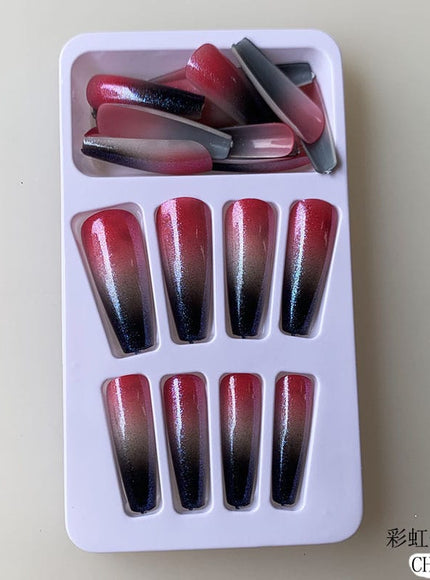 KissICON Long Press On Nails T-shape French Oval Fake