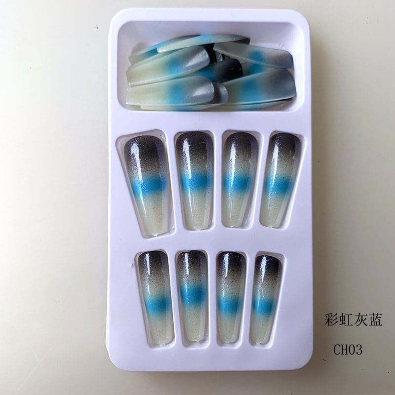 KissICON Long Press On Nails T-shape French Oval Fake