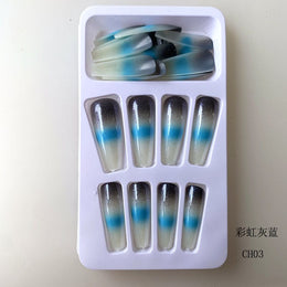 KissICON Long Press On Nails T-shape French Oval Fake