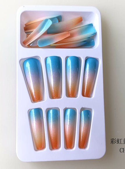 KissICON Long Press On Nails T-shape French Oval Fake