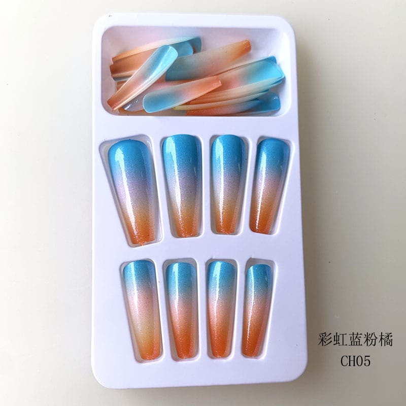 KissICON Long Press On Nails T-shape French Oval Fake