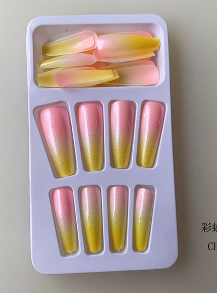 KissICON Long Press On Nails T-shape French Oval Fake