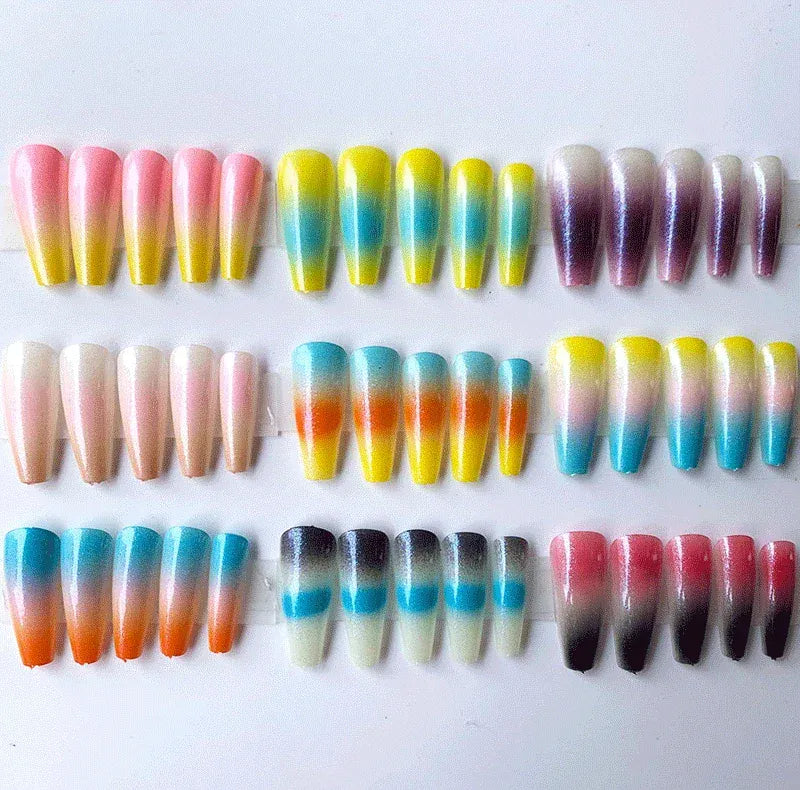 KissICON Long Press On Nails T-shape French Oval Fake