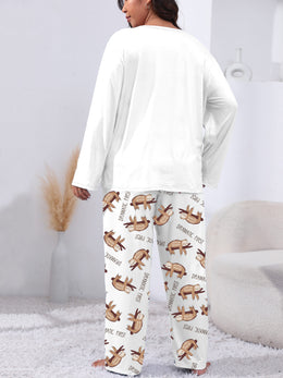 jkthpu-45 Long Sleeve Plus Size Cozy Women's Pajama Set