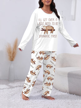 jkthpu-45 Long Sleeve Plus Size Cozy Women's Pajama Set