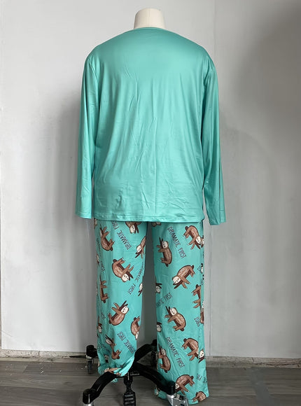 jkthpu-45 Long Sleeve Plus Size Cozy Women's Pajama Set