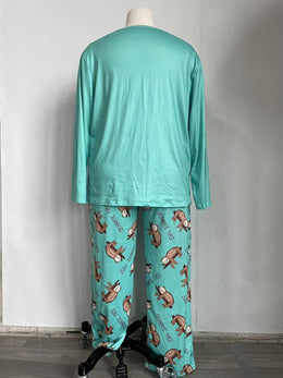 jkthpu-45 Long Sleeve Plus Size Cozy Women's Pajama Set