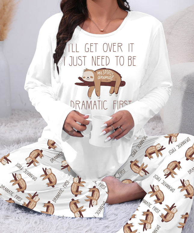 jkthpu-45 Long Sleeve Plus Size Cozy Women's Pajama Set