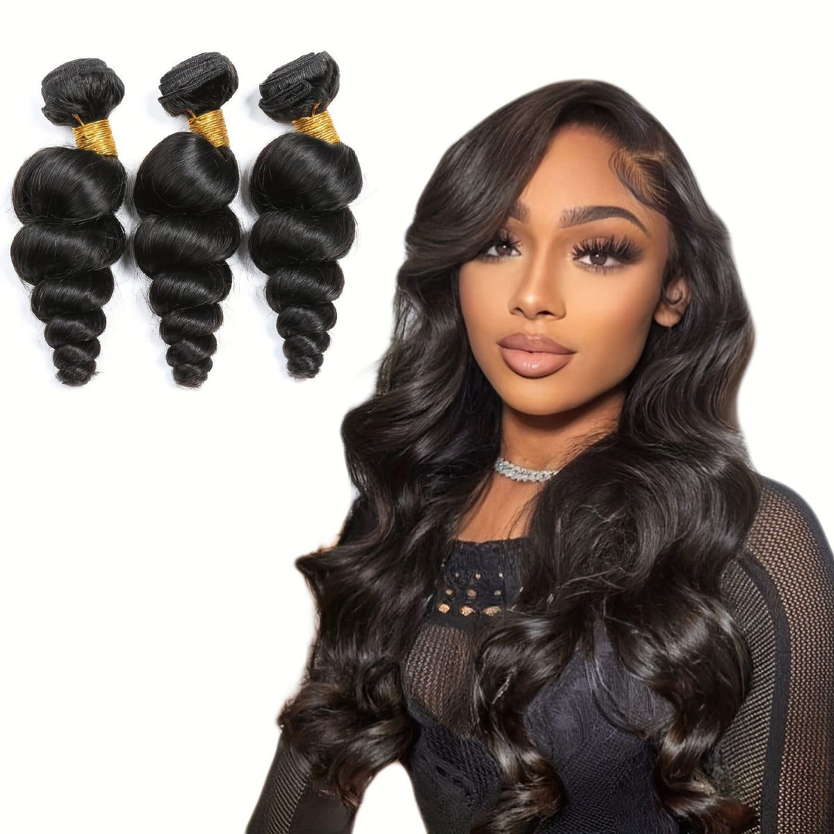 KissICON Loose Wave Brazilian Virgin Hair 3 Bundles Unprocessed