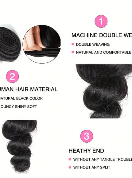 KissICON Loose Wave Bundles Human Hair Brazilian Virgin Bra