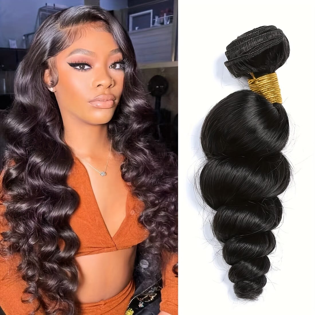 KissICON Loose Wave Bundles Human Hair Brazilian Virgin Bra