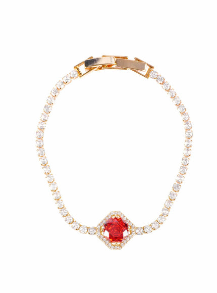 KissICON Lovely cherry red zircon bracelet Elegant Cherry Red Zirconia Bracelet – Sparkling Gift