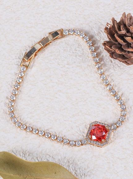 KissICON Lovely cherry red zircon bracelet Elegant Cherry Red Zirconia Bracelet – Sparkling Gift