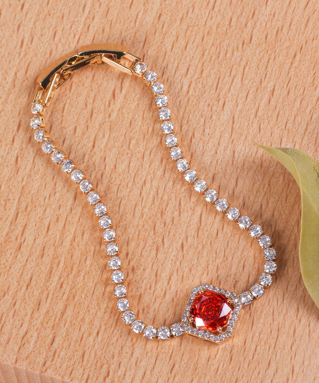 KissICON Lovely cherry red zircon bracelet Elegant Cherry Red Zirconia Bracelet – Sparkling Gift