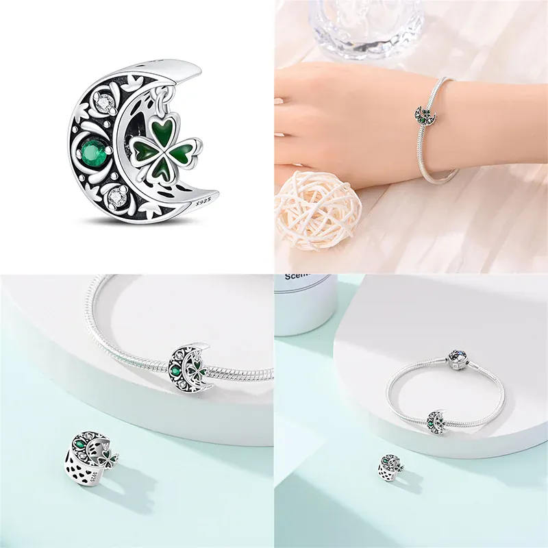 KissICON Luminous 925 Sterling Silver Hot Selling Stars And Moon Charms Fit 925 Original Bracelets DIY Jewelry Making For Women Gift