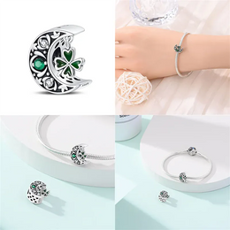 KissICON Luminous 925 Sterling Silver Hot Selling Stars And Moon Charms Fit 925 Original Bracelets DIY Jewelry Making For Women Gift