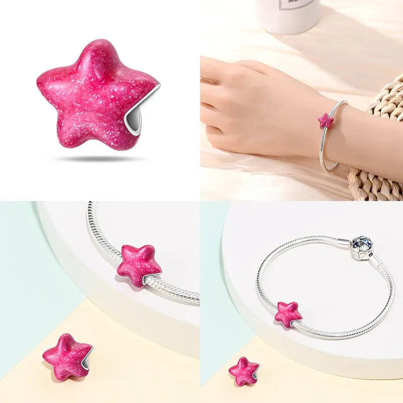 KissICON Luminous 925 Sterling Silver Hot Selling Stars And Moon Charms Fit 925 Original Bracelets DIY Jewelry Making For Women Gift