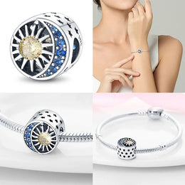 KissICON Luminous 925 Sterling Silver Hot Selling Stars And Moon Charms Fit 925 Original Bracelets DIY Jewelry Making For Women Gift