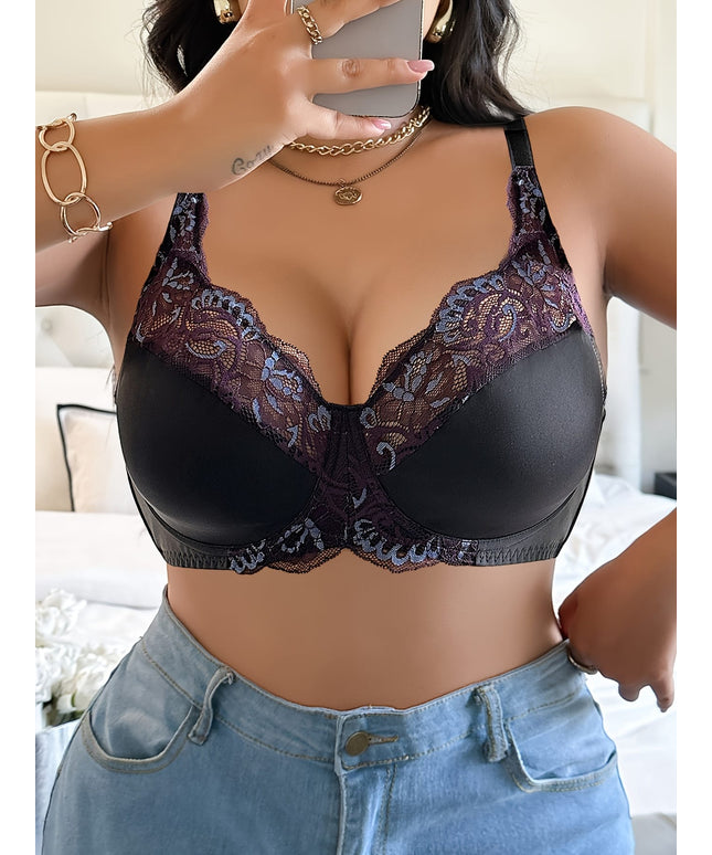 jkthpu-45 Luxe Black Lace Plus Size Underwire Bra
