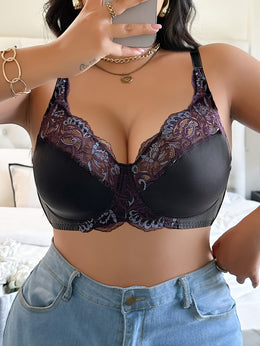 jkthpu-45 Luxe Black Lace Plus Size Underwire Bra