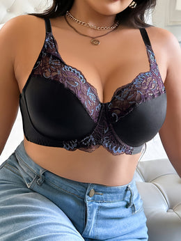 jkthpu-45 Luxe Black Lace Plus Size Underwire Bra