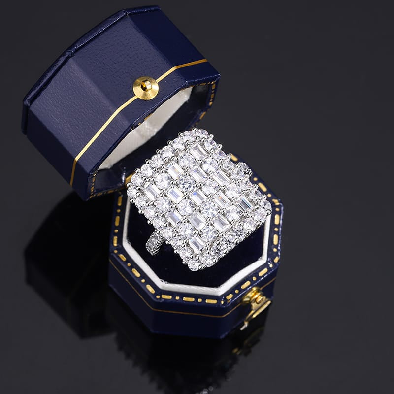 KissICON Luxurious 925 Sterling Silver Ring for Women Stylish Party Jewelry Full of Diamond Zircon Rings Engagement Rings Classic Gifts
