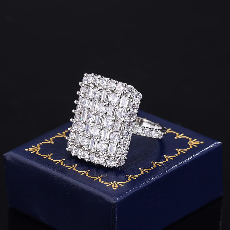 KissICON Luxurious 925 Sterling Silver Ring for Women Stylish Party Jewelry Full of Diamond Zircon Rings Engagement Rings Classic Gifts