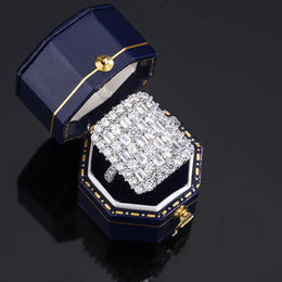 KissICON Luxurious 925 Sterling Silver Ring for Women Stylish Party Jewelry Full of Diamond Zircon Rings Engagement Rings Classic Gifts