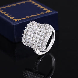 KissICON Luxurious 925 Sterling Silver Ring for Women Stylish Party Jewelry Full of Diamond Zircon Rings Engagement Rings Classic Gifts