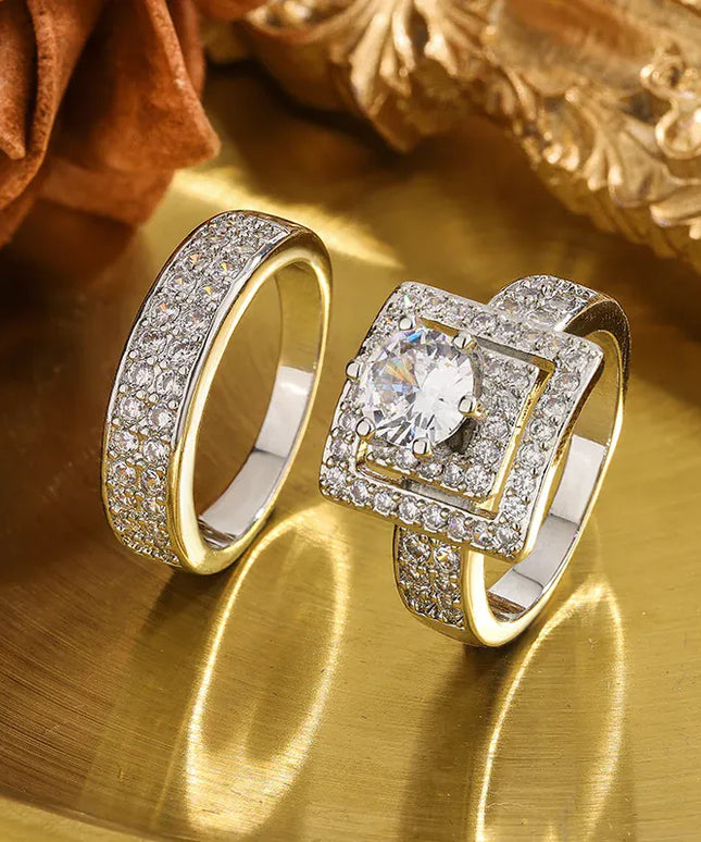 Dropshipman Luxurious Women's Double-Layer Zircon Ring - 925 Silver