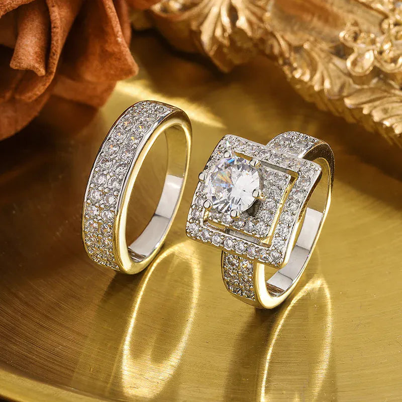 Dropshipman Luxurious Women's Double-Layer Zircon Ring - 925 Silver