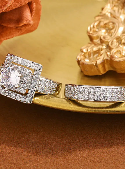 Dropshipman Luxurious Women's Double-Layer Zircon Ring - 925 Silver