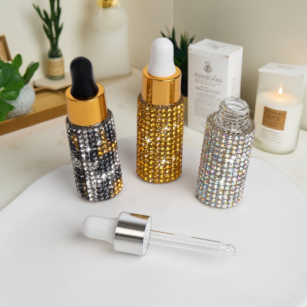 jkthpu-45 Luxury 5ml Glass Dropper Travel Skincare Essential