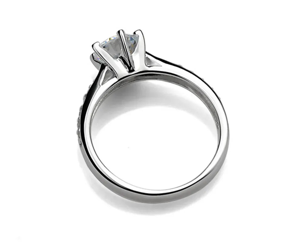 KissICON Luxury 925 Sterling Silver Classic Ring for Women Six claw jewelry simple 70ct diamond ring imitation diamond women's ring