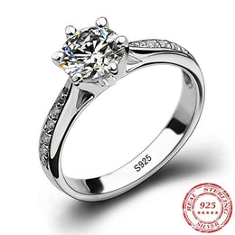 KissICON Luxury 925 Sterling Silver Classic Ring for Women Six claw jewelry simple 70ct diamond ring imitation diamond women's ring