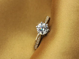 KissICON Luxury 925 Sterling Silver Classic Ring for Women Six claw jewelry simple 70ct diamond ring imitation diamond women's ring
